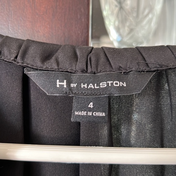 H by Halston Black Satin Feel Split Neck Pullover Shirt Size Small - Picture 8 of 8